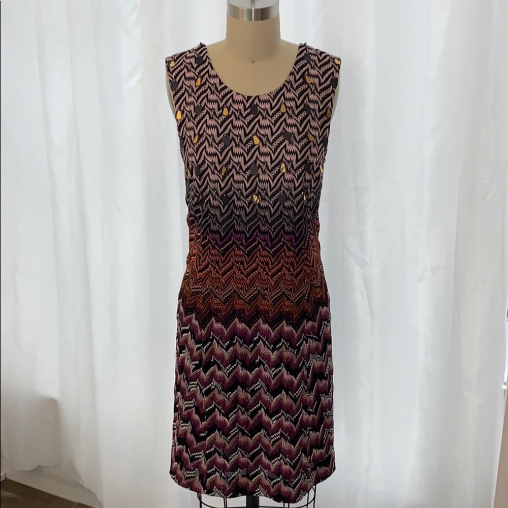 Missoni Size 42 Beaded Metallic Shift Dress